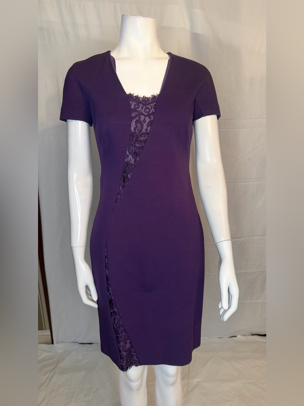 Emilio Pucci Deep Purple Lace-Trim Sheath Dress